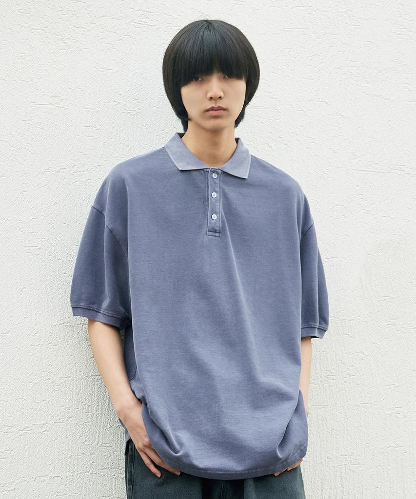 MINIMALPROJECT Pigment Signature Oversized Pk Polo Shirt Mpk102 [Navy]