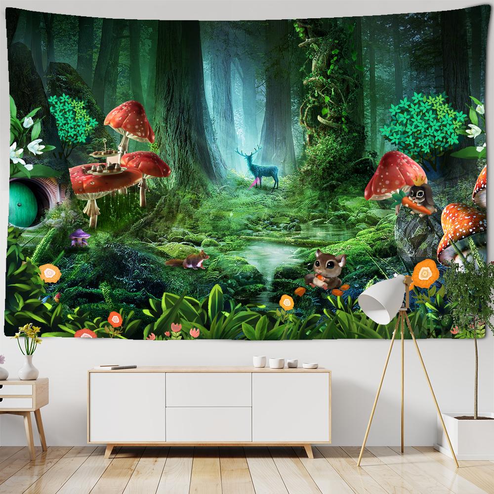 Fairy Tale For est Tapestry Wall Hanging Fantasy Magic Trees House In Dreamland Tapestry For Kids Room Decor Party Backdrop Cloth
