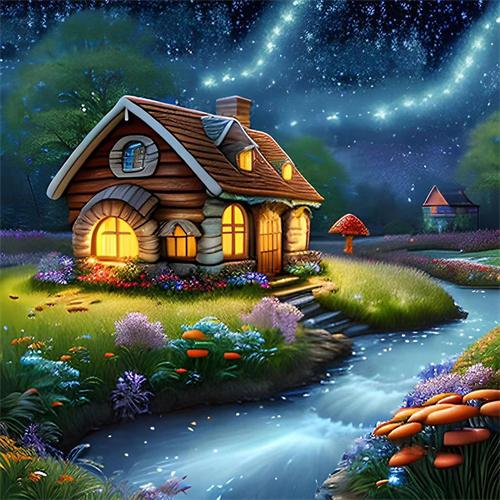 5D Diamond Painting House Landscape Full Square Round Embroidery Mosaic River Scenery Home Decor