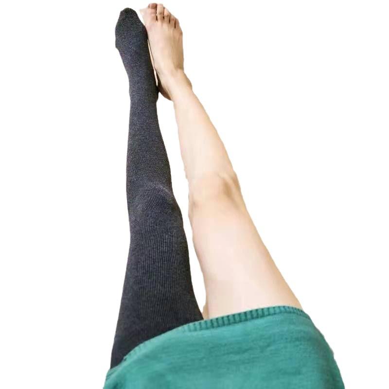 Spring Autumn Winter Women's High Waist Plus Size Vertical Stripe Fleece Lined Thickened Slimming Outer Wear Pantyhose