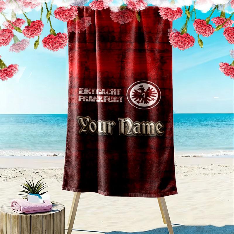 Eintracht Frankfurt Custom Name Print Beach Towel, Large Soft Quick Dry Towel for Beach Camping Swimming