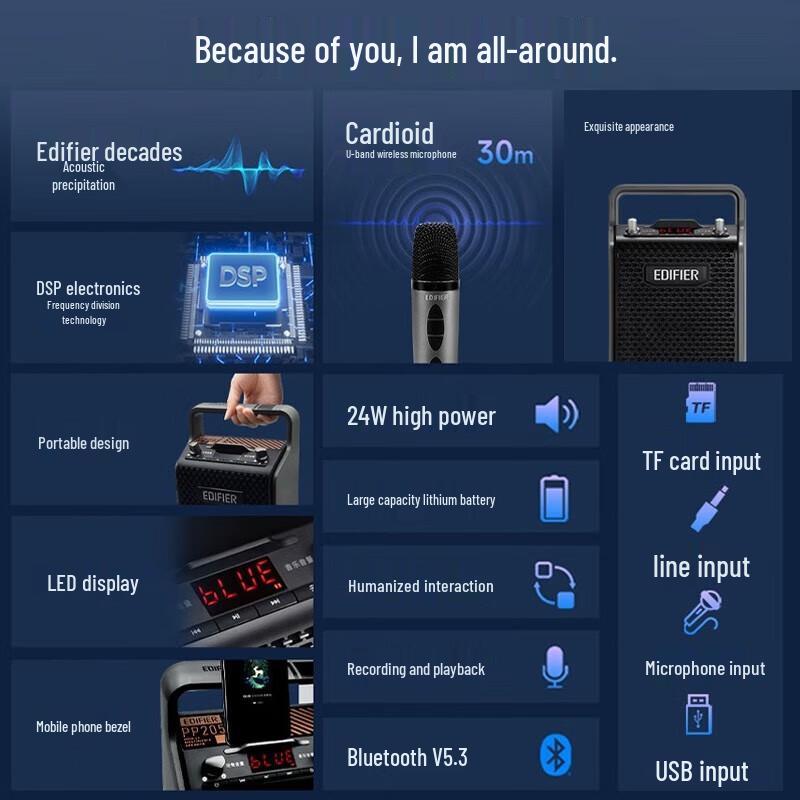 Edifier PP205 Wireless Bluetooth Karaoke Trolley Speaker