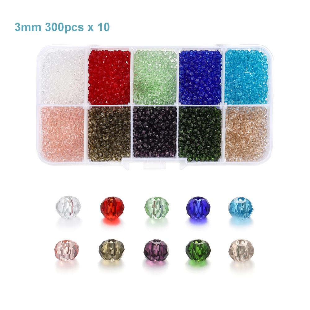 Box Set Faceted Glass Bicone Beads Set Czech Crystal Austria Seed Charm Glass Bead Loose Spacer Beads for Jewelry making DIY