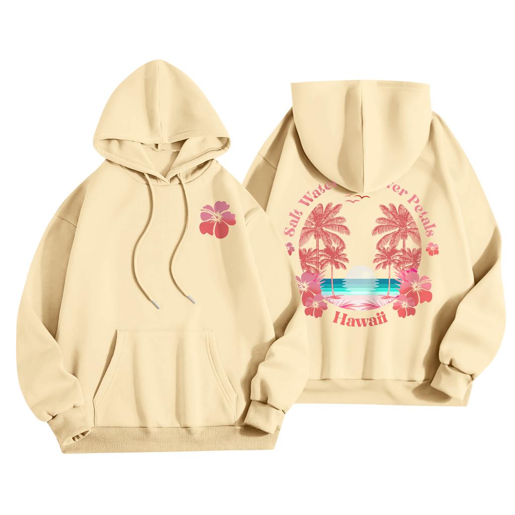 Women's Fashion Women's Lightweight Long Sleeve Pullover With Pockets Preppy Graphic Hoodie