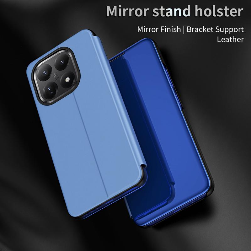 Leather Flip Smart View Mirror Case For Xiaomi15T Xiaomi 15T Pro 5G Magnetic Book Stand Coque Xiomi Xiaomy Mi15T Mi 15 T Pro T15