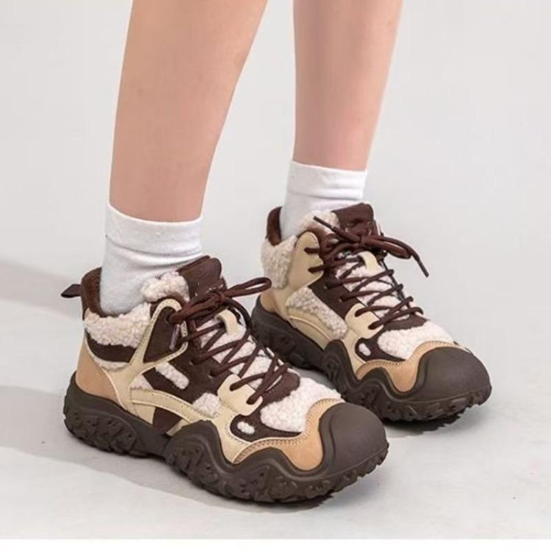 New Autumn and Winter Thick-soled Non-slip and Warm High-top Cotton Shoes Versatile Sports Retro Cold-proof Increase