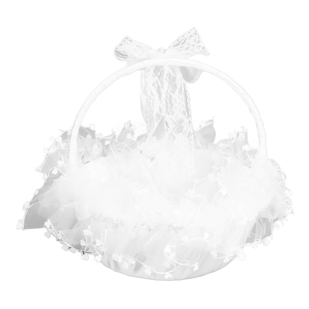 Blumenmädchenkorb Eleganter Stil Tragbar Langlebig Spitzenmaterial Breite Anwendung Hochzeitskorb für Hochzeitsfeier