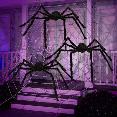 Joyfy Lot de 3 Araignées Géantes d'Halloween de 1,5 m Décorations d'Araignée Effrayante pour Halloween Fête Extérieure Décorations de Jardin