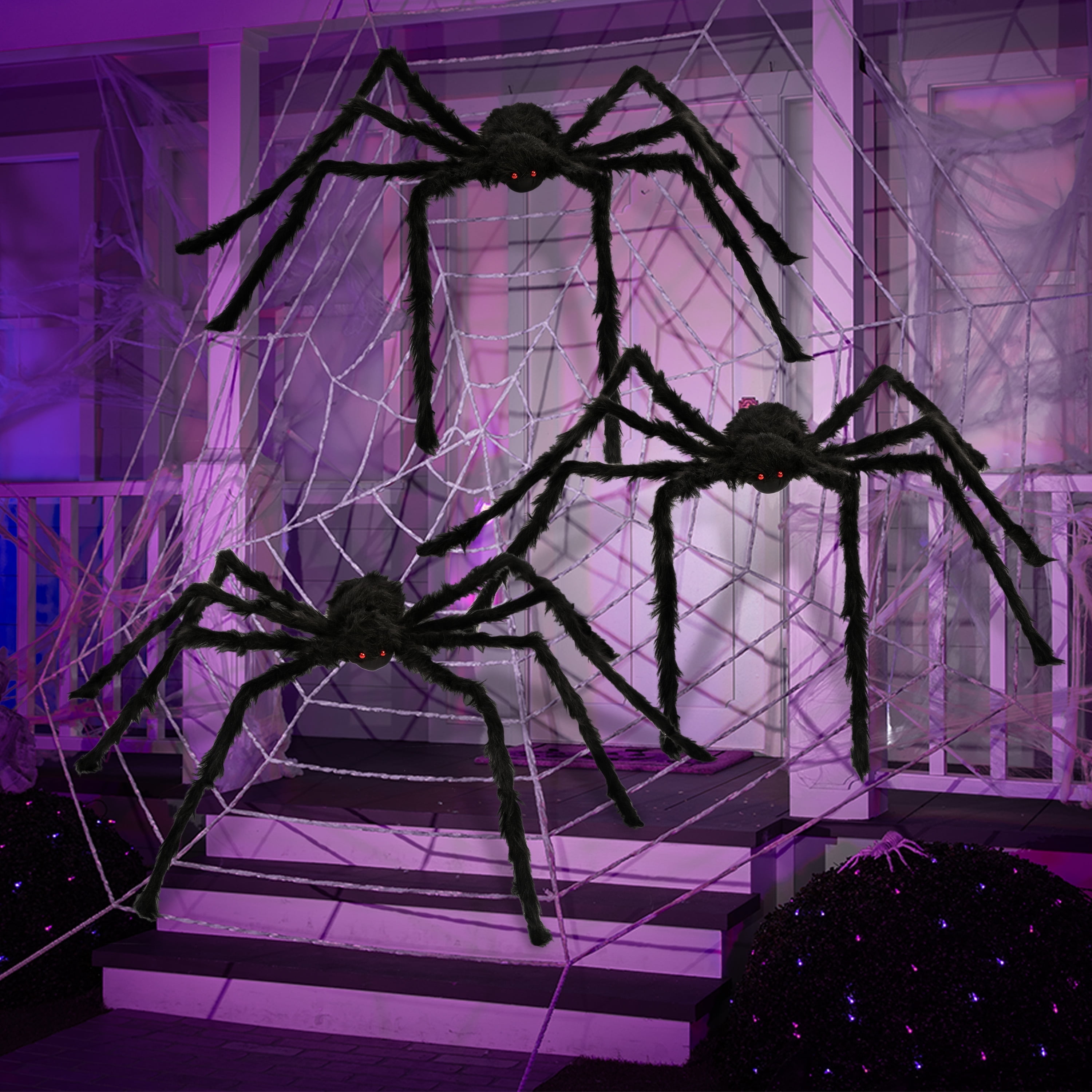 Monika Chen Black Joyfy Pack Giant Spider Halloween Decorations Scary Outdoor Party Yard Ft 3 5 Entertaining Play Safe Fun Kid Friendly