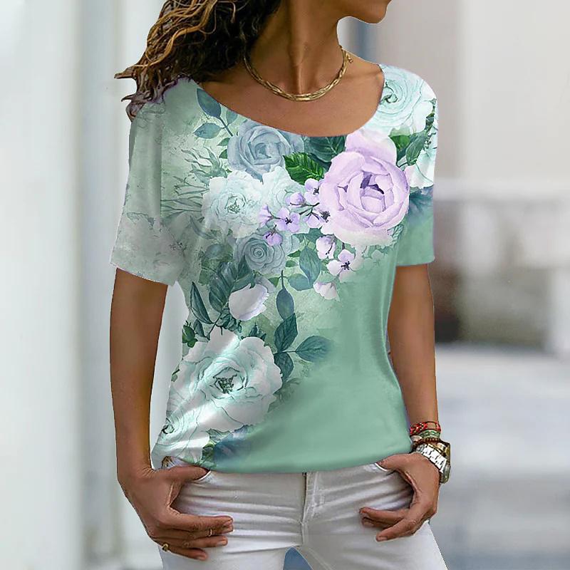 Summer Women's Tee Harajuku 3D Printed T-Shirts O-Neck Casual Blouses Everyday Pullovers Female T-Shirt Designs Streetwear