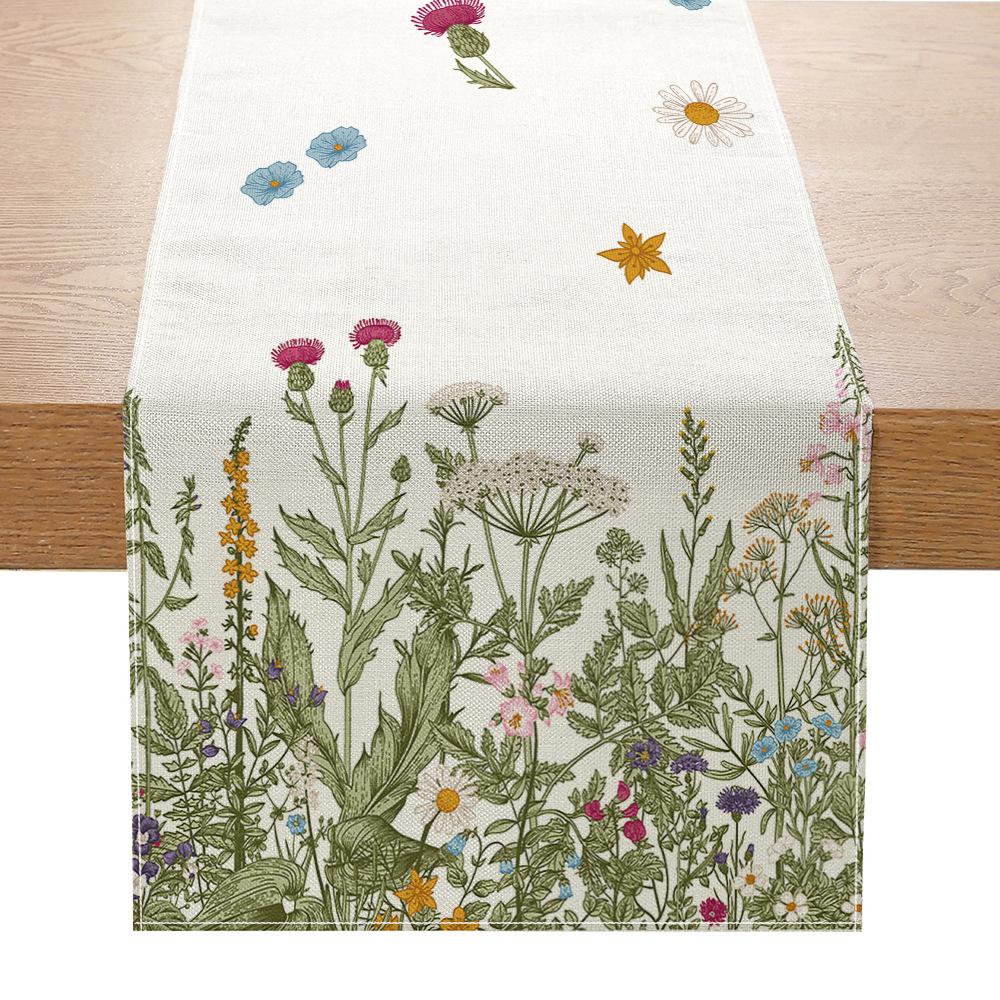Green Plant Series Printed Table Flag Linen Home Decoration Table Table Cloth Cabinet Tea Table Decorative Cloth