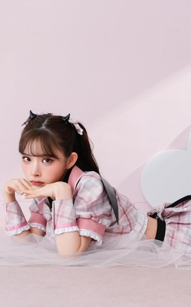 [Malymoon] Cosplay Devil Succubus Sailor Uniform Check Pattern Loose Strawberry Horns Garter Belt Knee-Highs 10-Piece Set9780 (Pink)