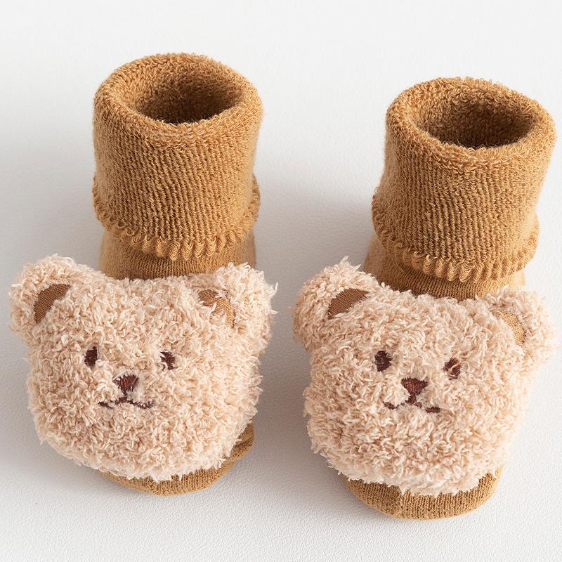 Cute Bear Baby Socks for Boys Girls Winter Soft Cotton Thicken Socks Anti Slip Babies Accessories for Newborn Toddler Sock Kids