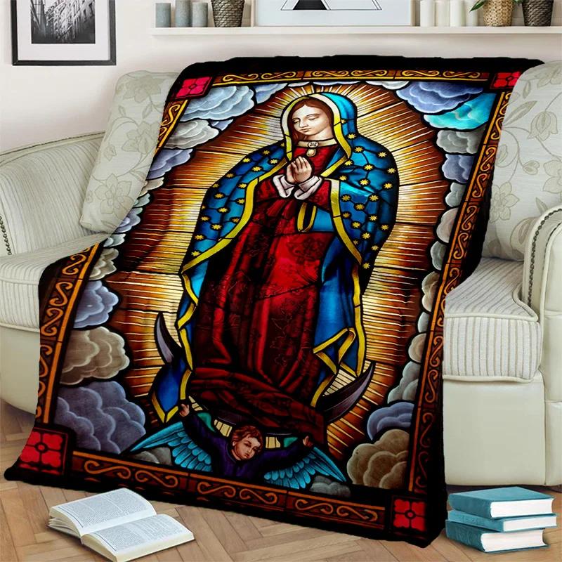 3D Blessed Virgin Mary Jesus HD Blanket,Soft Throw Blanket for Home Bedroom Bed Sofa Picnic Travel Office Rest Cover Blanket Kid