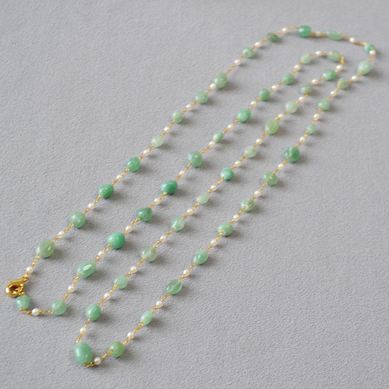 Original Design Handmade Natural Stone Double-Layer Beaded Sweater Necklace for Women