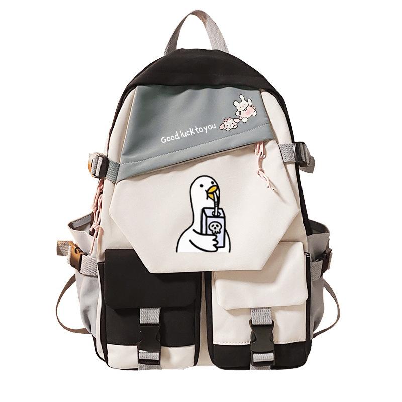 Goose Personalized Printing Korean Version Of Student Schoolbag Campus Color Matching Versatile Casual Backpack Trend