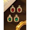 Vintage Emerald Zircon Earrings With A High-end Feel Featuring Palace Style Studded Antique Women