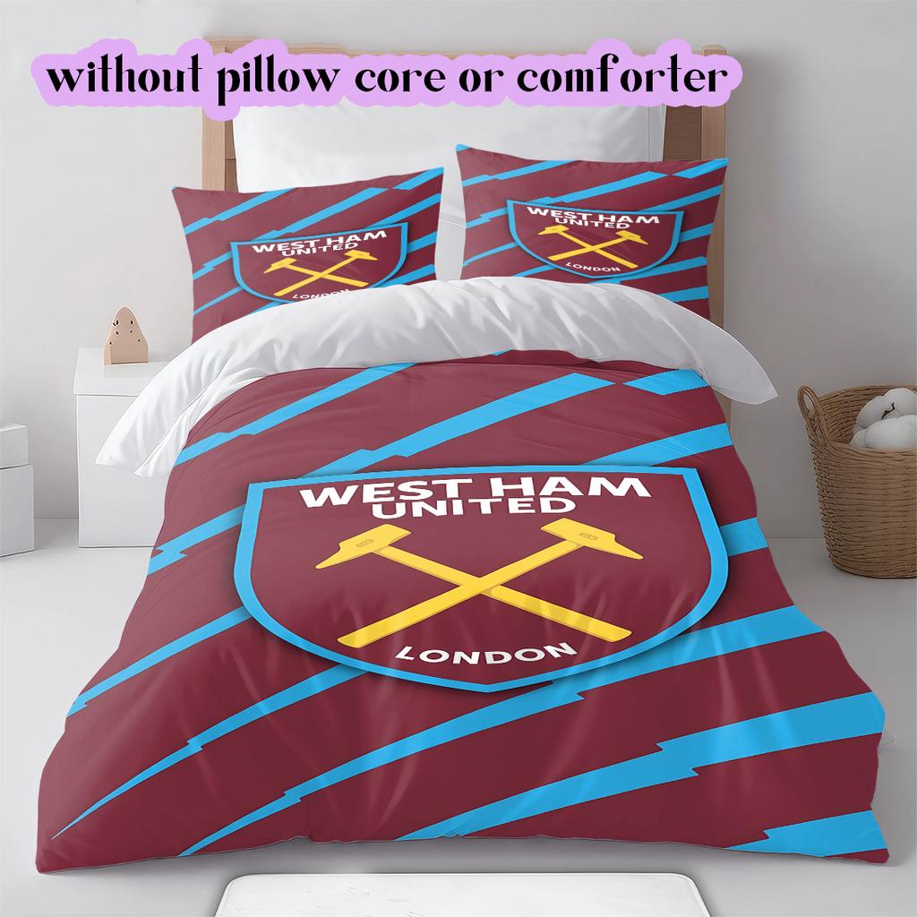 Football Red Blue Pattern Bedding Quilt Set Quilt Cover Pillowcase Home Decoration Birthday Gift (1 * duvet cover + 2 * pillowcase, without core)