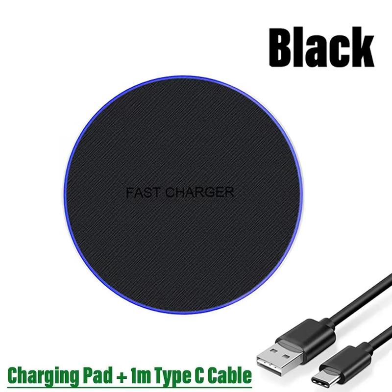 Ultra-Thin Fast Wireless Charger Pad for Samsung Galaxy S24 S23 S22 iPhone 15 14 13 Pro Max Wireless Induction Charging Station
