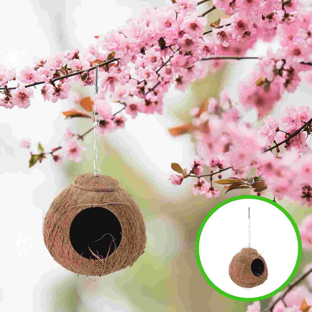Bird Nest Leopard Gecko Coconut Shell Parrot Pet Supply House Accessories Biting Plaything Small Birds Toy Natural Sleeping