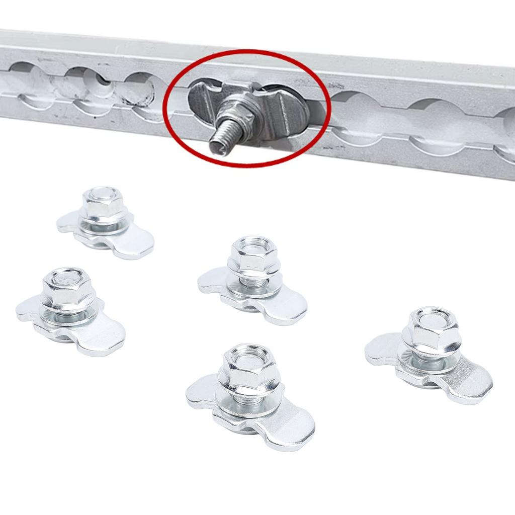 5pcs L Track Double Lug Threaded Stud Nut Fitting M10x20mm for Truck Bed Trailer Control Pickup RV ATV