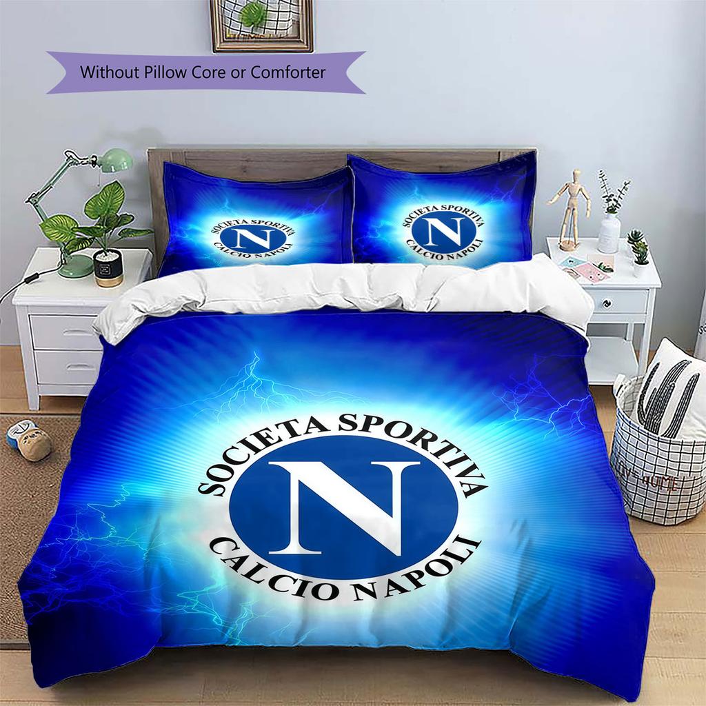 SSC Napoli Pattern Bedding,Quilt Set Quilt Cover Pillowcase Home Birthday Gift(1 * duvet cover + 2 * pillowcase, without core)