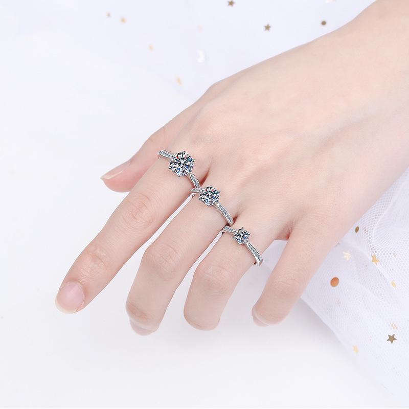 XDY PT950 Moissanite Ring for Women - S925 Silver, Simple Design, Pure Silver Plating