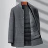 Men's Plus Size 2025 Double-Faced Wool Coat with Detachable Inner Down Jacket and Suit Collar