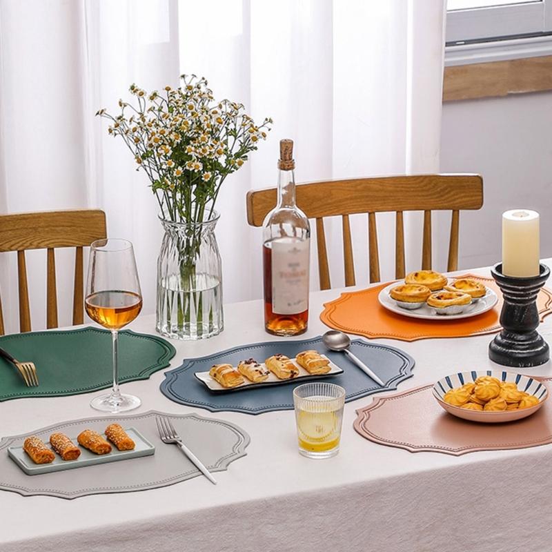 PVC Place Mats Kitchen Dining Table Mats Steak Pad Anti-scalding Insulation Pads INS Style Oval Shaped for Home Kitchen