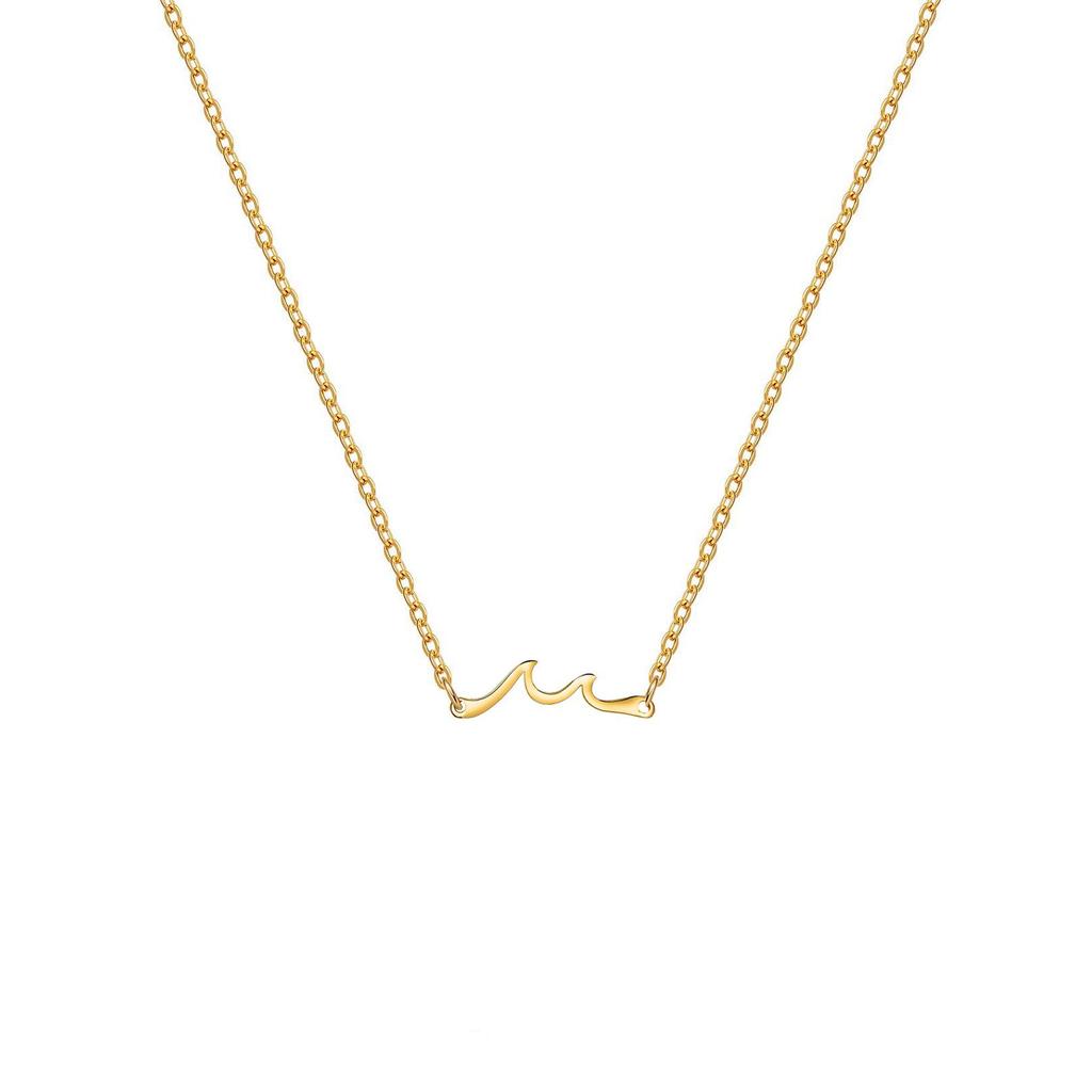 18K Gold Plated Stainless Steel Wave Necklace – Non-fading, Simple, Cute Pendant Design