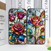 Colorful Glass Style Rose Flower Pattern Phone Case for iPhone 17 16 12 11 14 Plus 13 14 15 Pro Max Mini X XS Floral Soft Cover