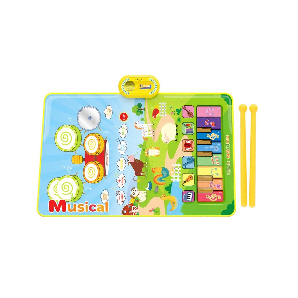 2-in-1 Piano and Drum Music for Kids - Interactive Dance Toy with Musical Instruments, Educational Gift for Toddlers  (Batteries Not Included  )