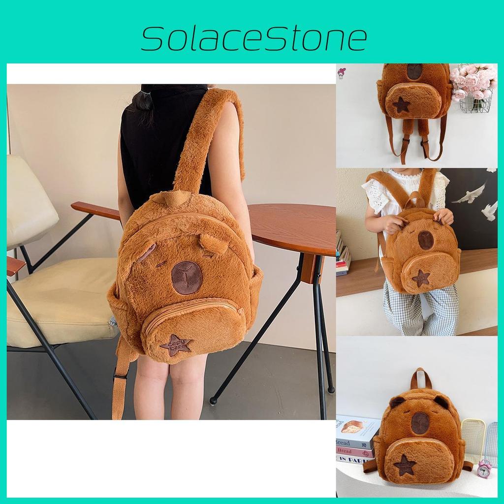 Zipper Capybara Animal Plush Toy Backpack Cartoon Doll Schoolbag Birthday Gift