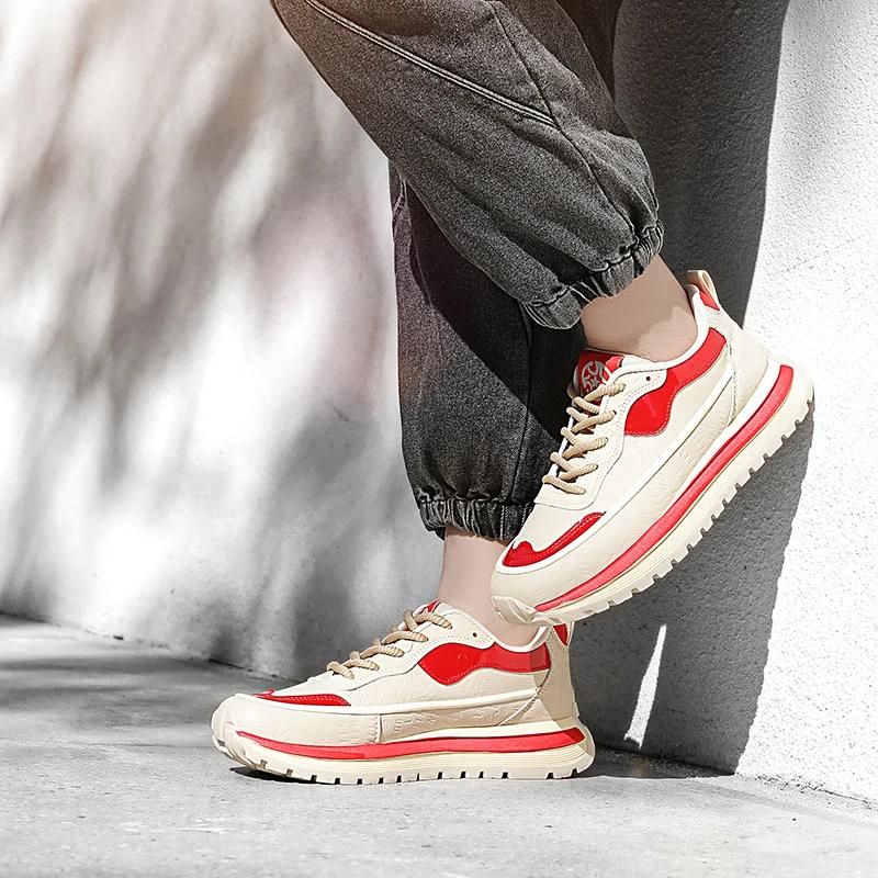 PARZIVAL Men Sneakers Casual Shoes Fashion Outdoor Sports Shoes Runner Tenis Trainer Leather Running Shoes