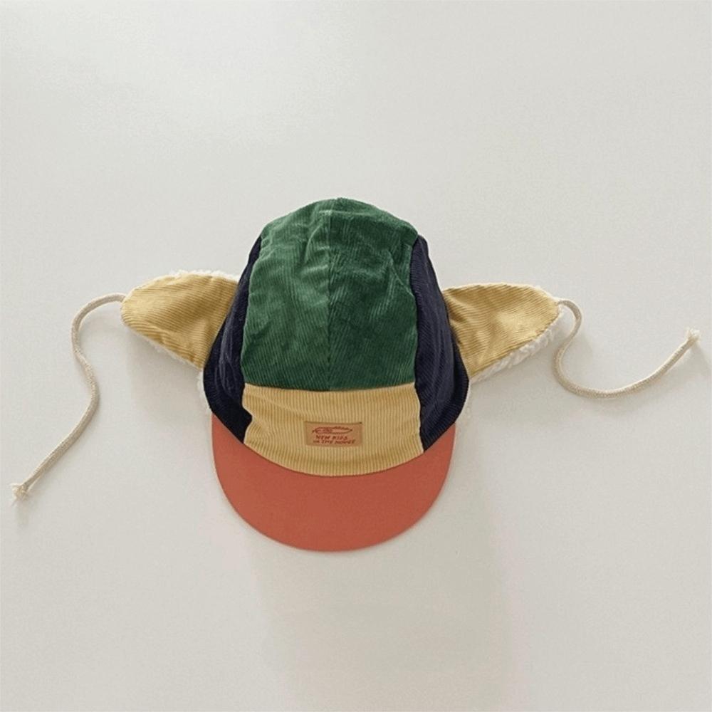Corduroy Warm Ski Hat Plush Lining Winter Kids Hat Baby Accessories Trapper Hat Skiing Activity
