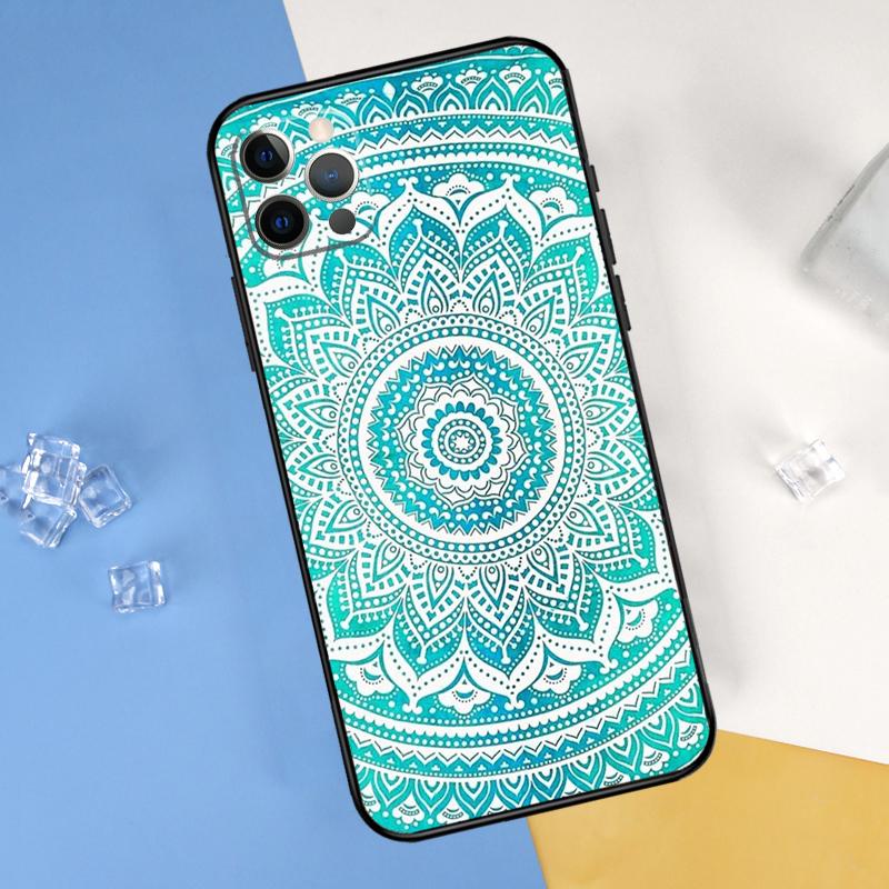 Indian Floral Henna Mandala Phone Case For iPhone 16 Pro Max 12 13 Mini 11 14 15 Pro Max XR 16 15 Plus 16e Cover Shell