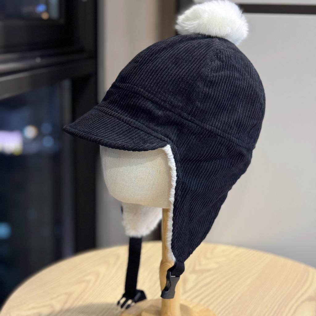 Neue Lei Feng Mütze Damen Koreanische Version Kaninchenfell Pompon Kord Warm Ohrenschutz Mütze Winter Radfahren und Skifahren Fliegermütze