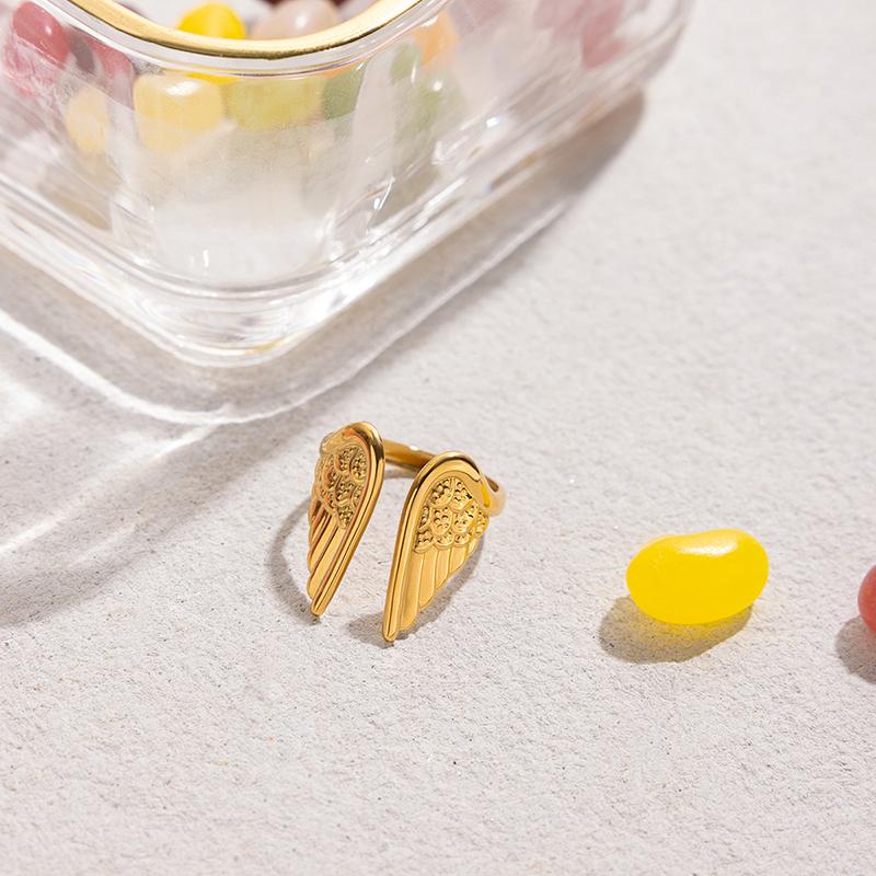 Retro Angel Wings Ring For Women Adjustable Open Ring Handmade Designer Jewelry Unisex Accessories Gift