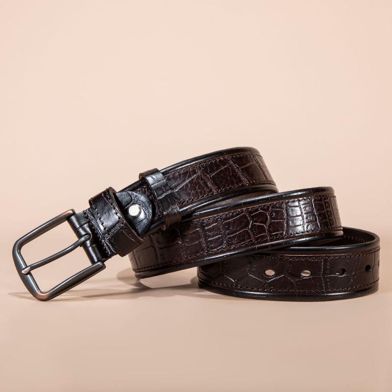 First Layer Cowhide Retro Vegetable Tanned Hand-polished Leather Strip Pin Buckle Men's Genuine Leather Trousers Belt