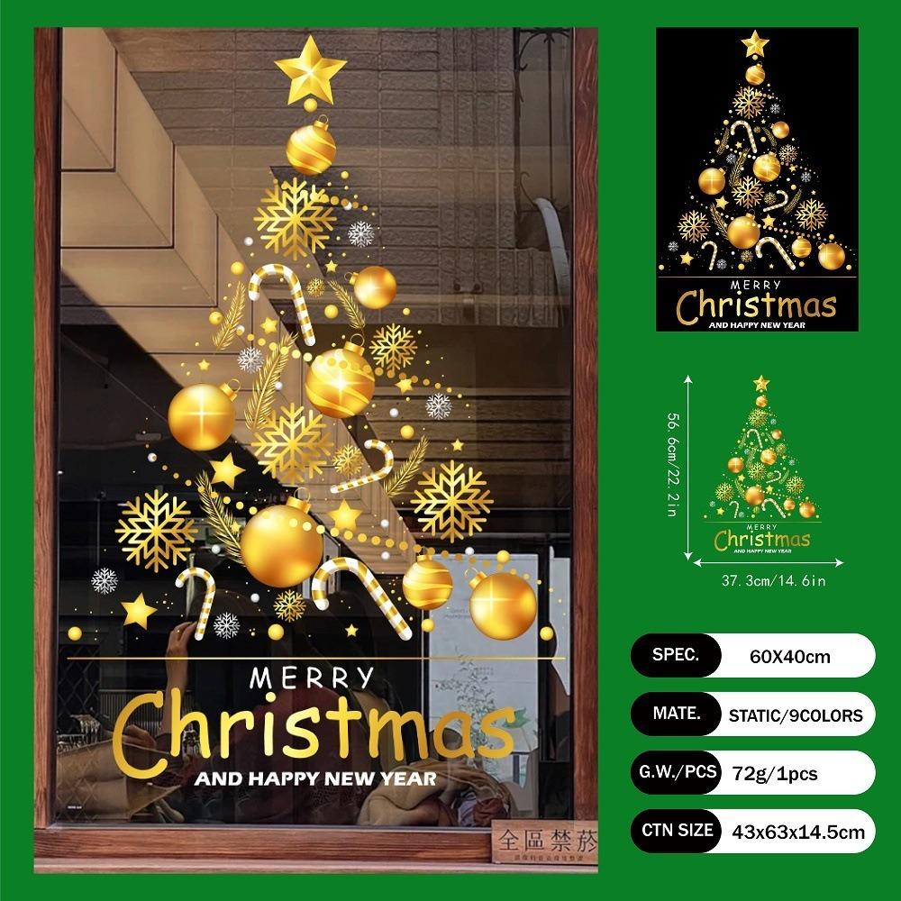 Santa PVC Christmas Window Stickers Reusable Electrostatic Xmas Wall Sticker Whole Sheet Christmas Window Decals Home Decor