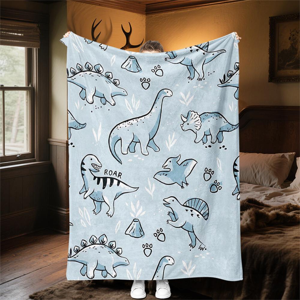 1PC Dinosaur patternOutdoor Flannel Blanket - Soft Plush Decor for Picnics, Camping, Bedroom, Playroom, Office, or Lunch Break 1226A