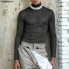 Men Long Sleeve Stitching Glitter Casual Loose Undershirts Tops T-shirts