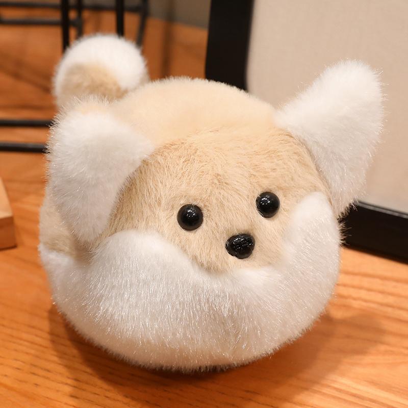 Cute Round Animal Plush Doll Mini Fluffy Cat Dog Fox Husky Stuffed Toy Soft Small Animal Plushies Decor Birthday Gift
