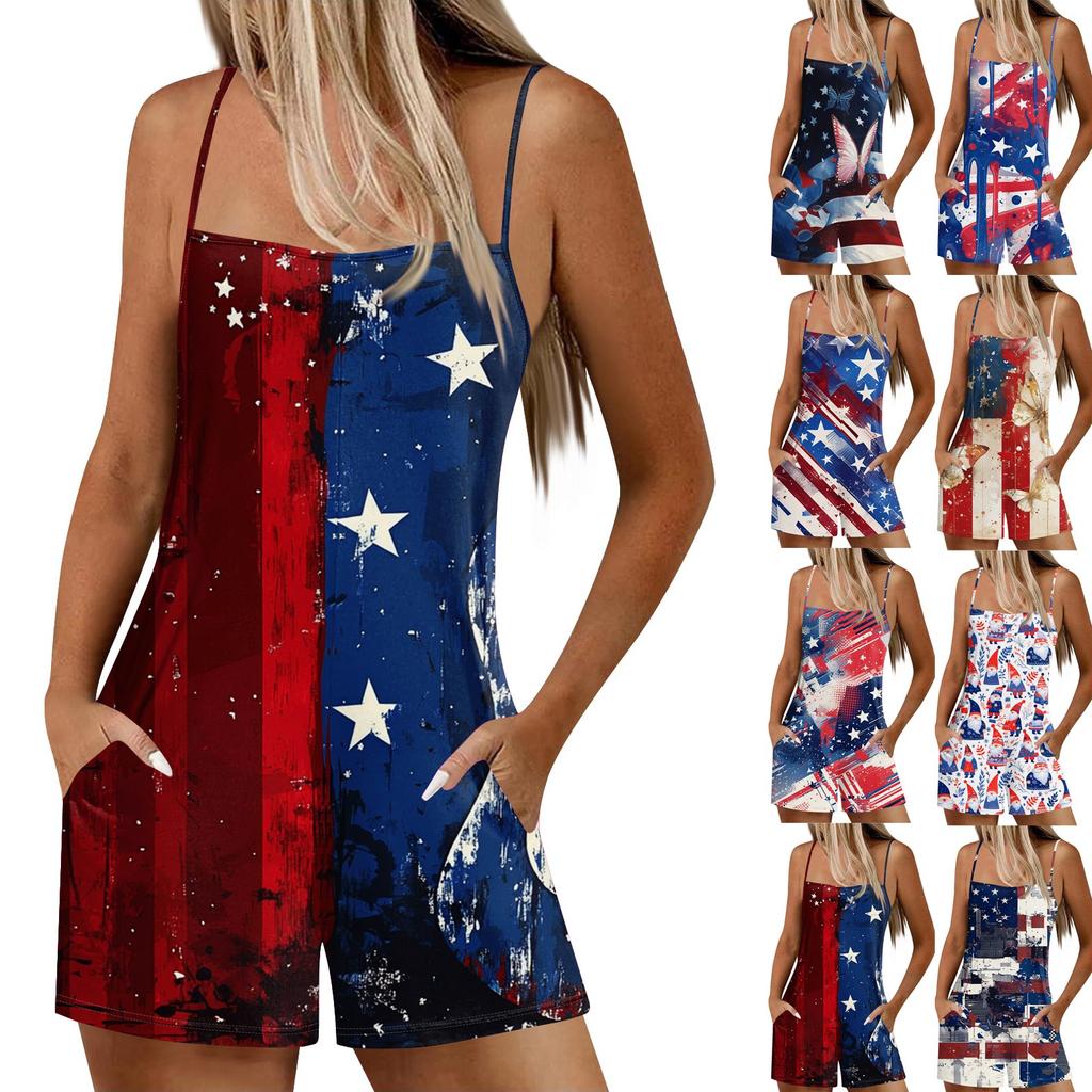 Damen Lässige Und Modische Ärmellose Camisole Mit Tasche Jumpsuit Shorts Jumpsuit Shorts