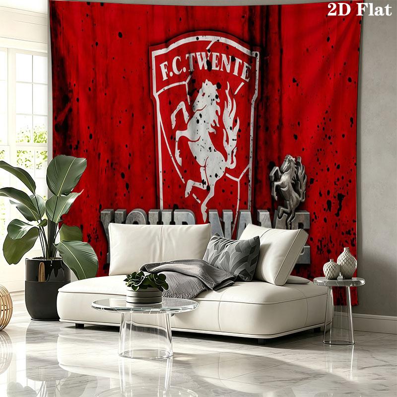 Custom Name,FC Twente Wall tapestry, aesthetic printed fabric blanket, suitable for bedroom, living room, and home decor.