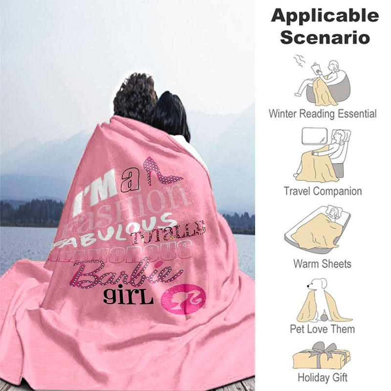 1pc Fashion Fabulous Glamorous Barbie Girl Cartoon Blanket,Portable Throw for Travel & Camping, All Season Cozy Blanket,Ideal Gift