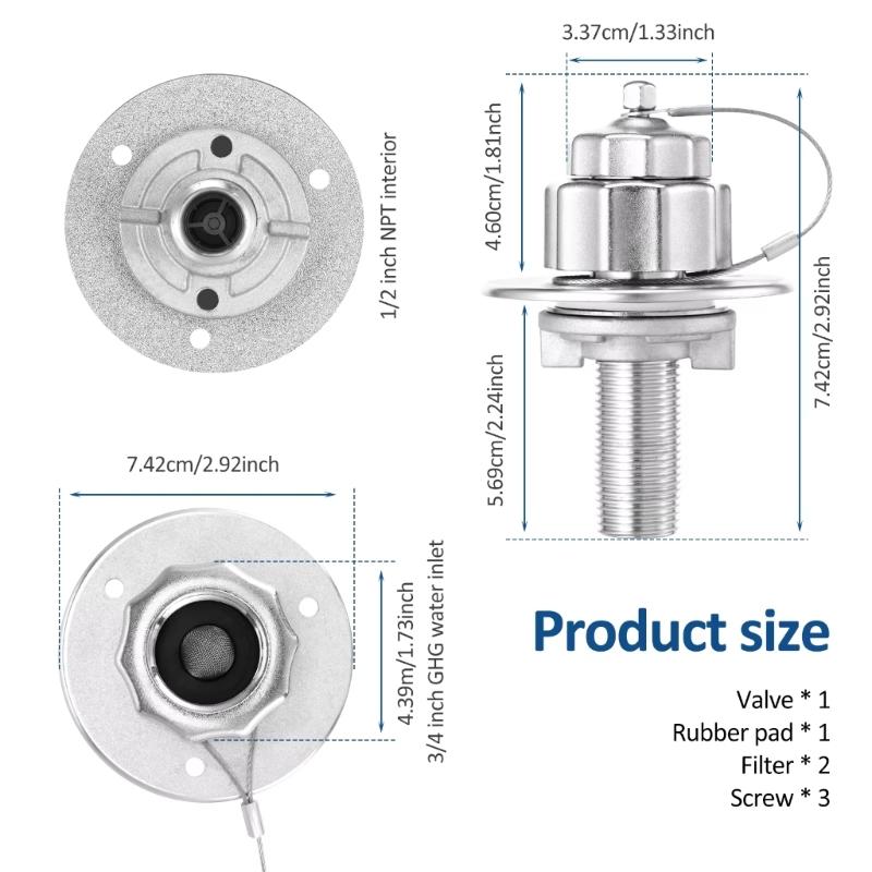 RVs Campers Water Inlet Check Valves 3/4 Adapter With Stainless Steel Body Leakproof Design Easy Installation