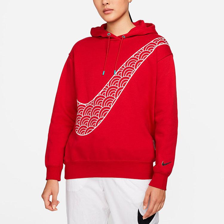 Nike Chinese New Year Fleece-Lined Hoodie with Loose Knit Women Sportswear Gym-Red DQ5368-687