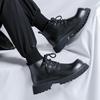 Men's Casual Business Office Platform Boots Lace-up Natural Leather Shoes Cowboy Ankle Boot Black Trendy Autumn Winter Botas Man