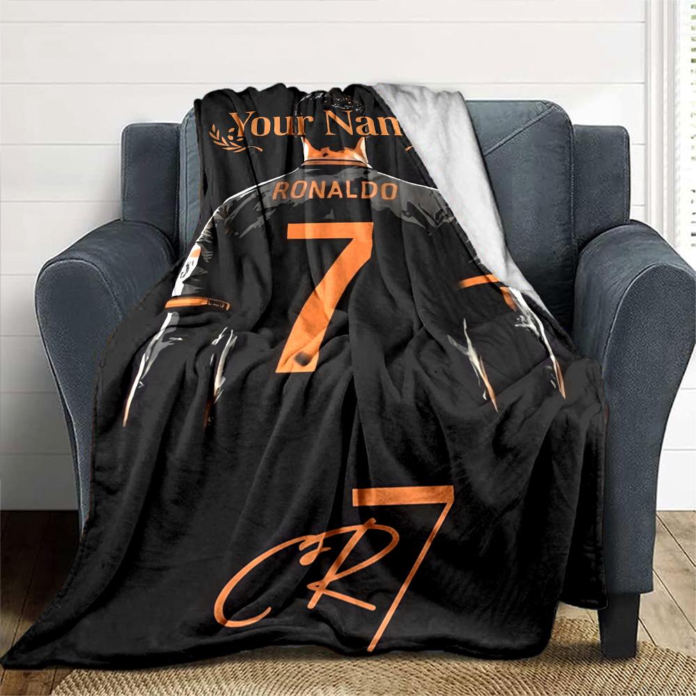 Cristiano Ronaldo (143) Personalized Text Blanket Multi-purpose Customizable Blanket Warmthful Decor Suitable for Sofa Nap Livingroom Picnics